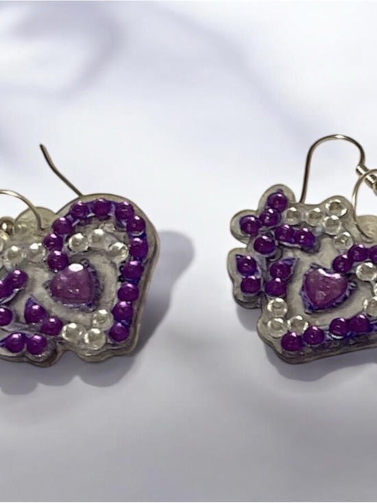 Handmade Jewelry - Diamond Art Drop Earrings - Double Sided-Sealed -Choose 1